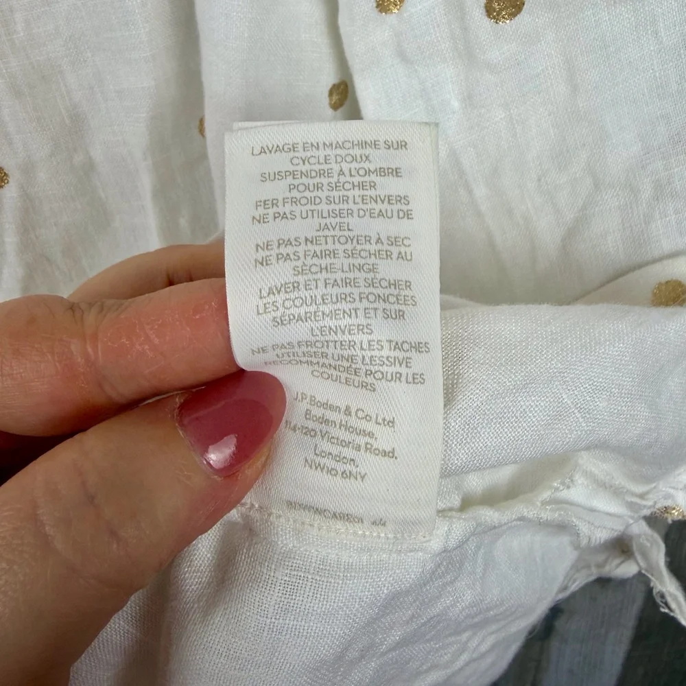 Boden Evangeline Tunic in White Linen Polka Dot Size 8 Regular. - Picture 8 of 16